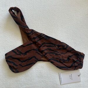 NWT WeWoreWhat Brown Tiger Bikini Top | Asymmetrical Crossover Swim Top
